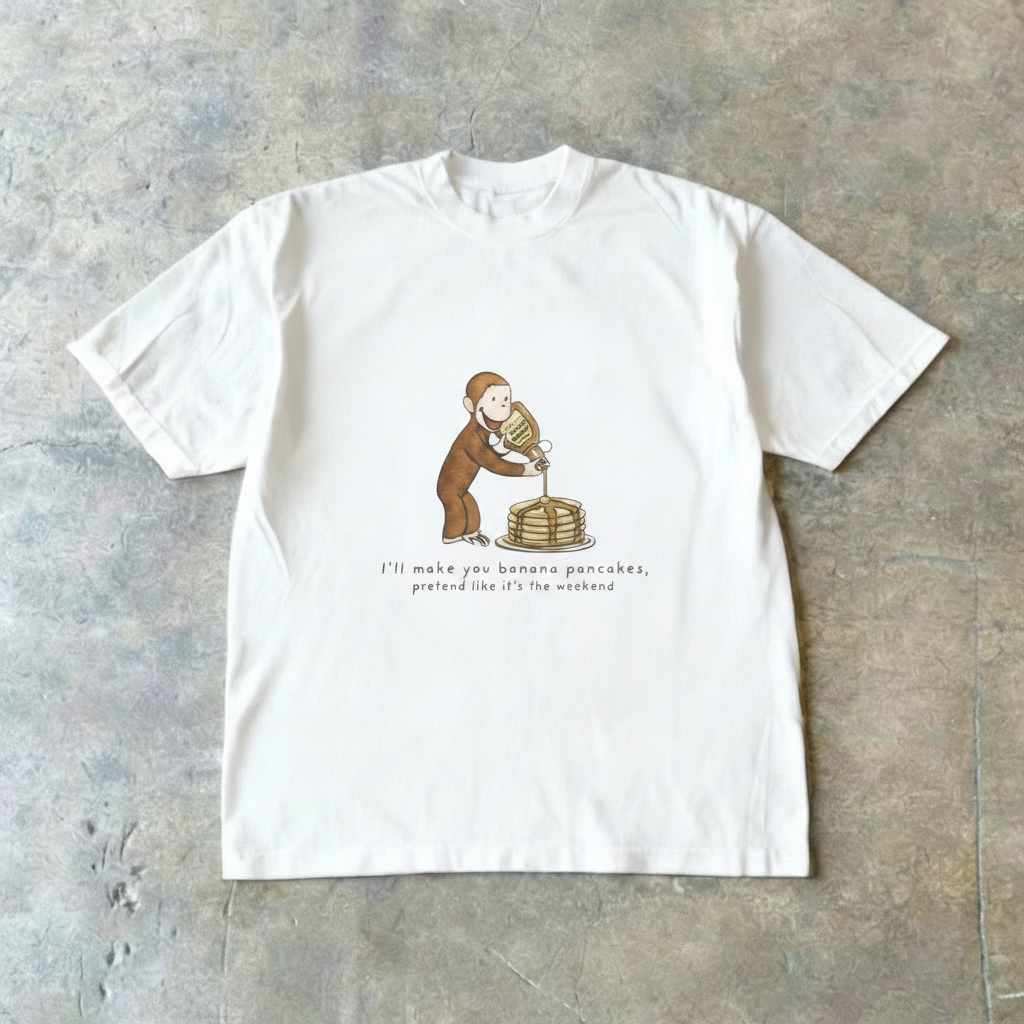 Curious George Pancake Stack Vintage T-Shirt Reprint